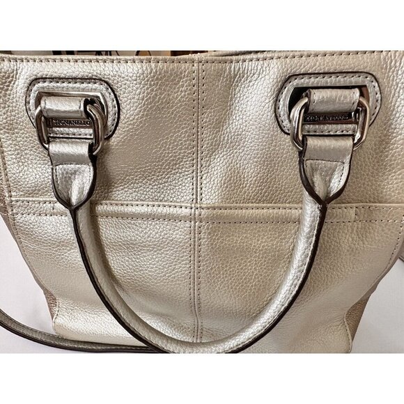 TIGNANELLO Women's Handbag Metallic Pebbled Leather Shoulder Strap Office Career - Picture 7 of 10